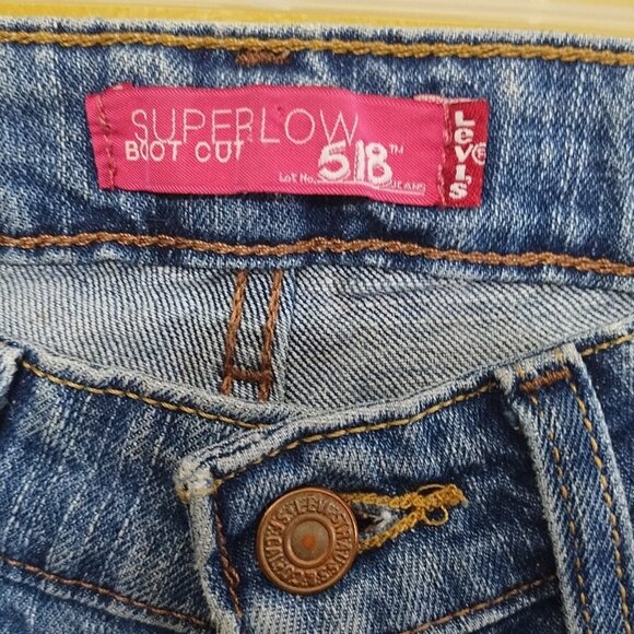 VTG Levi's 518 Super Low Rise Bootcut Jeans Size 7 Red Label Juniors Y2K - Picture 2 of 6